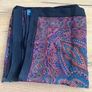 Vintage Ginnie Johansen Silk Paisley Scarf in Black, Teal & Purple - EUC - 1989